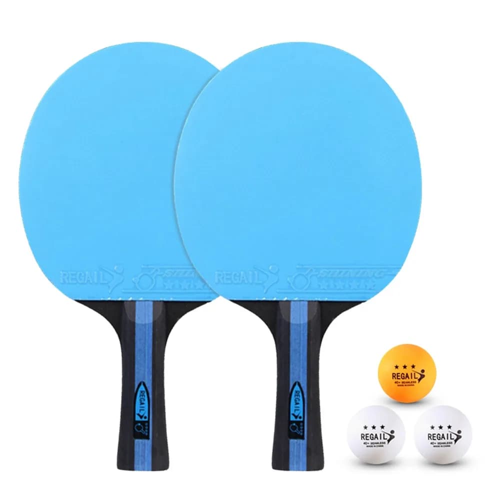 Double Face Ping Pong Rack Set with Colorful Oxford Fabric Portable Case, Transport Bag, Ping Pong Rackets for Family Games