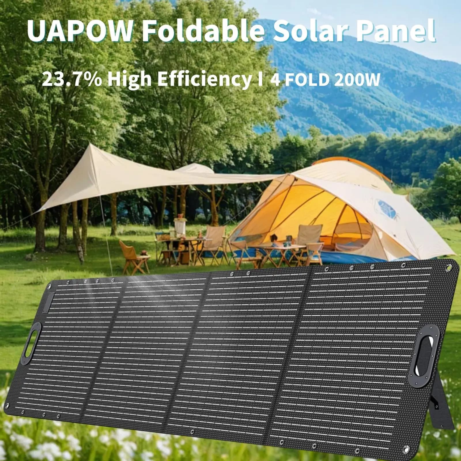 Pannello Solare Portatile da 200W per Power Station, Caricatore Solare Pieghevole con Supporti, Uscita DC XT60 Anderson Inclusa