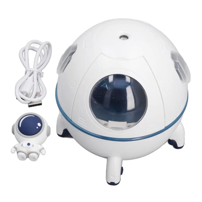 Umidificatore a capsula spaziale da 220 ml, mini umidificatore USB con grande nebulizzazione, umidificatore silenzioso con luce notturna per casa, camera da letto, ufficio, bianco