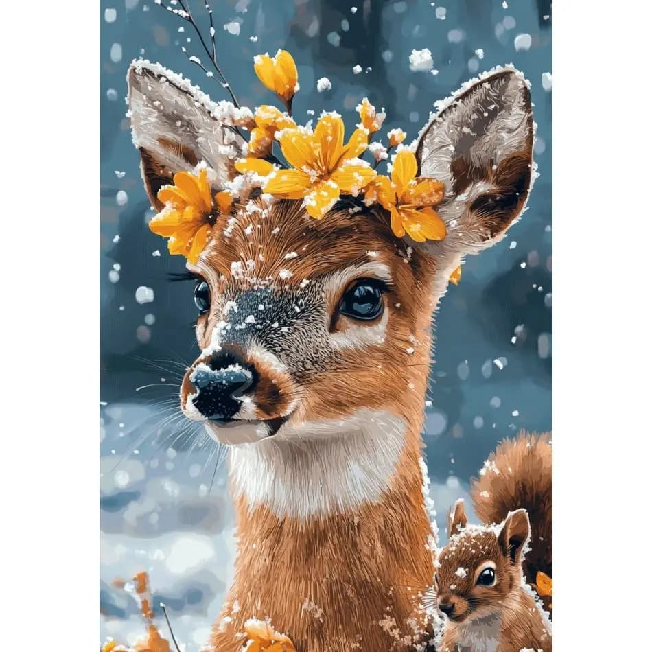 RUOPOTY 5d Diamond Painting Home Snowy Little Deer Decoration Crafts Diy Kits For Beginners Animal Full Round Paint By Diamonds