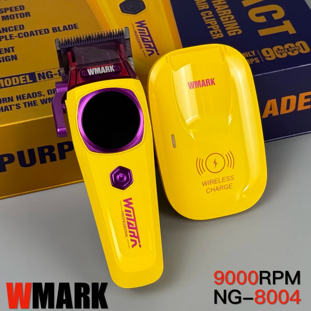 Tagliacapelli elettrico professionale 9000 giri/min WMARK NG 8004 Lama sbiadita viola Ricarica wireless 2000mAh Barbiere Trimmer Machine