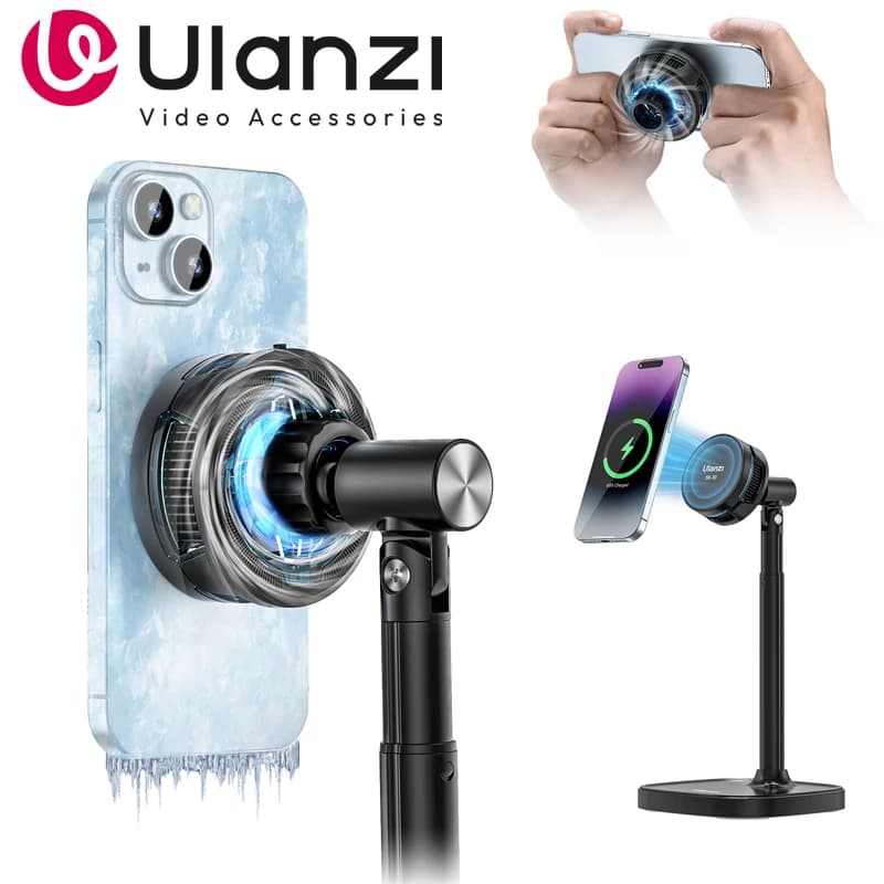 Ulanzi SK-10 Magnetic Phone Holder 3 in 1 with Cooling Fan and Wireless Charger for iPhone Height Adjustable Phone Holder