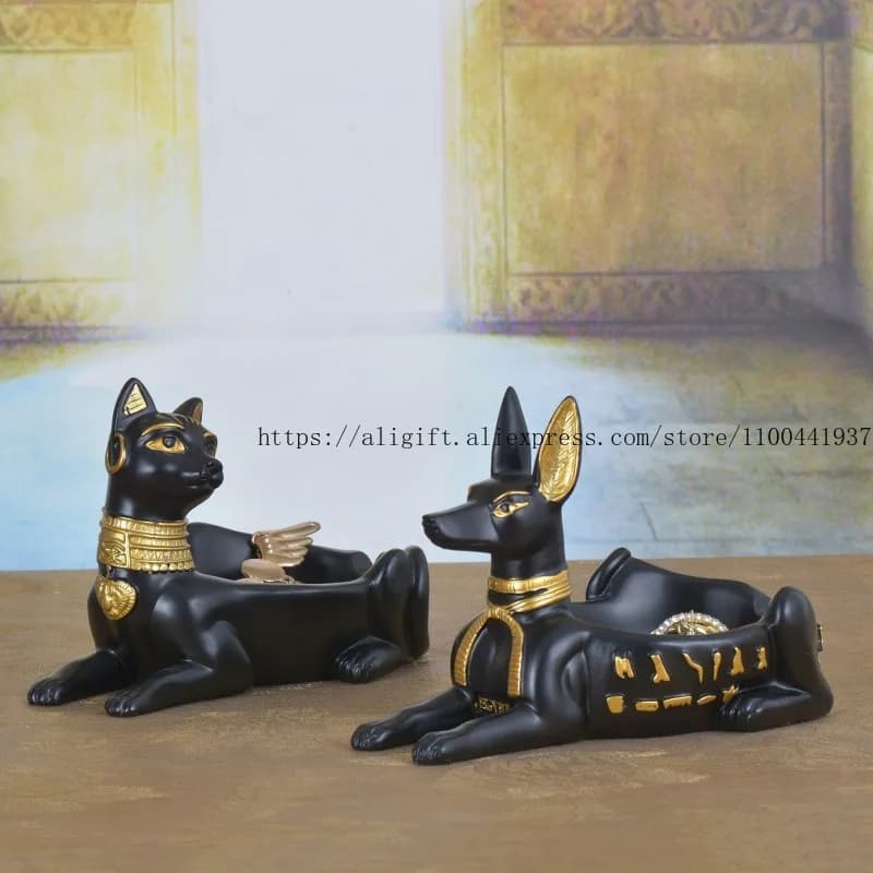 New cross-border decorative objects in resin Decorative items for Egyptian cats Jewelry box Portable storage box