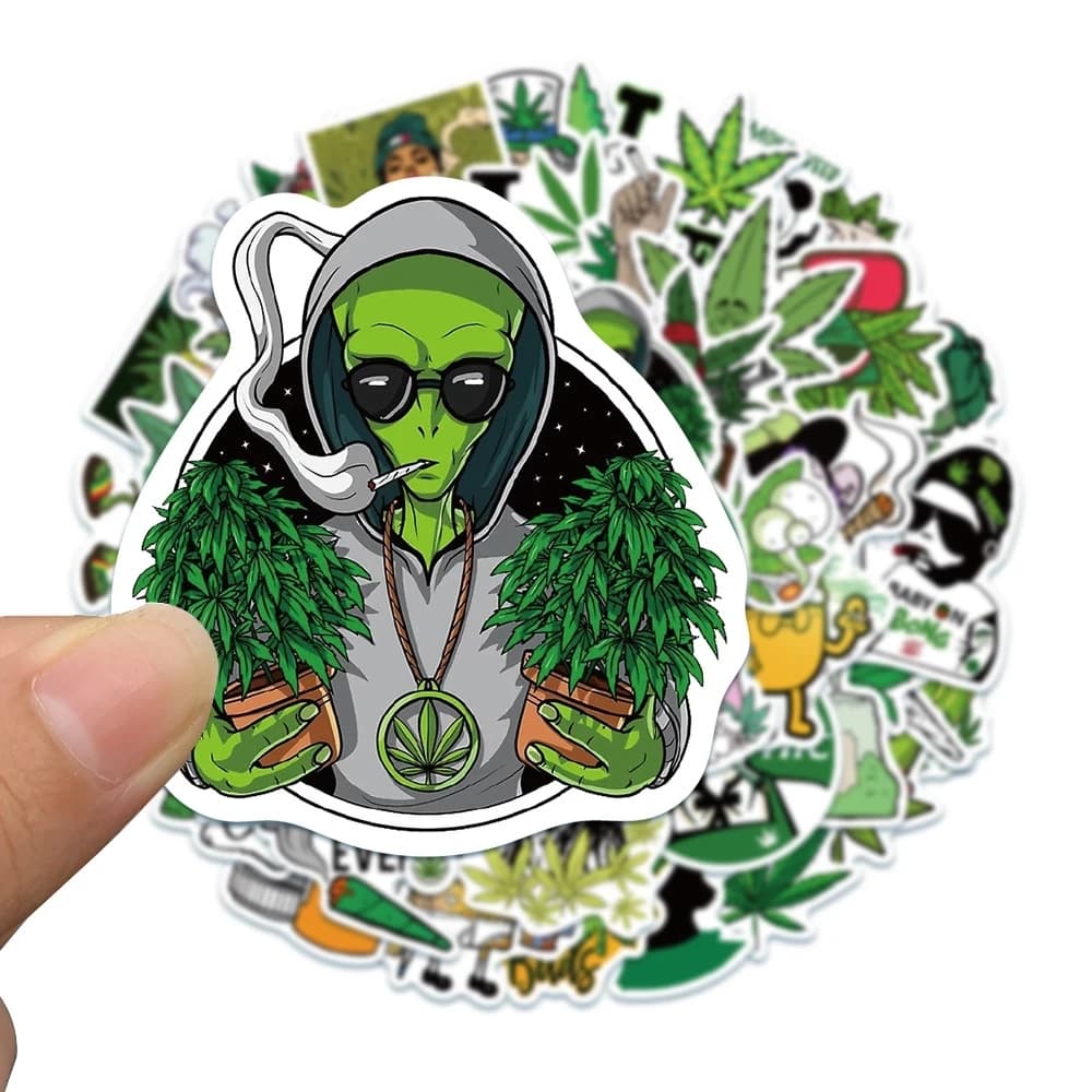 10/30/50pcs Foglie Erbaccia Fumatori Personaggi Divertenti Adesivi Graffiti Decorazione FAI DA TE Laptop Telefono Notebook Chitarra Cool Decalcomanie Pack