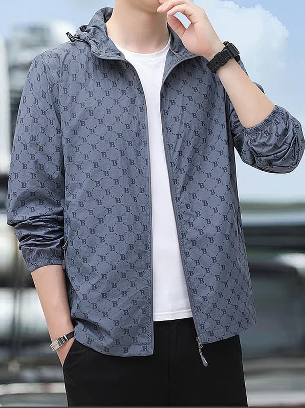 Ice Silk Men's Summer Lightweight Casual Fishing Jacket UV Protection Breathable Fashionable Outdoor Activity Coat