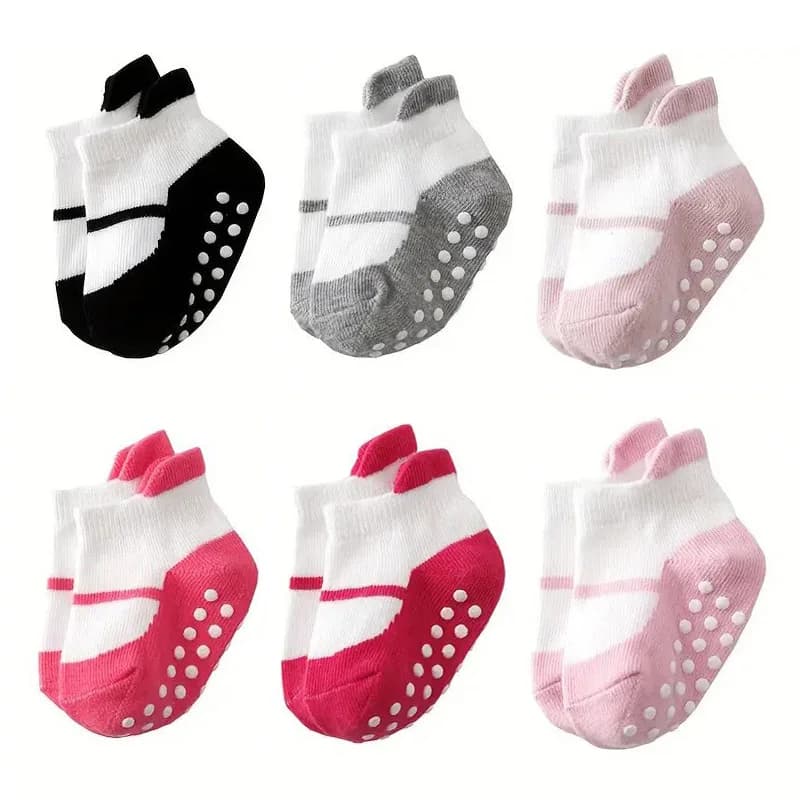 6 Pairs Girls Non-Slip Socks Cute Pattern Kids Floor Socks Comfortable for Toddler