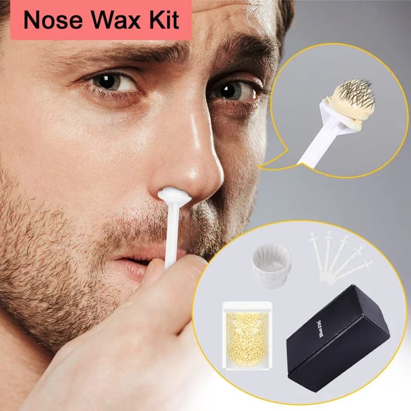 Kit di cera per naso indolore portatile per fagioli di cera per uomini/donne Set di cera per depilazione del naso Kit di cera per pulizia dei fagioli di cera per peli del naso senza carta