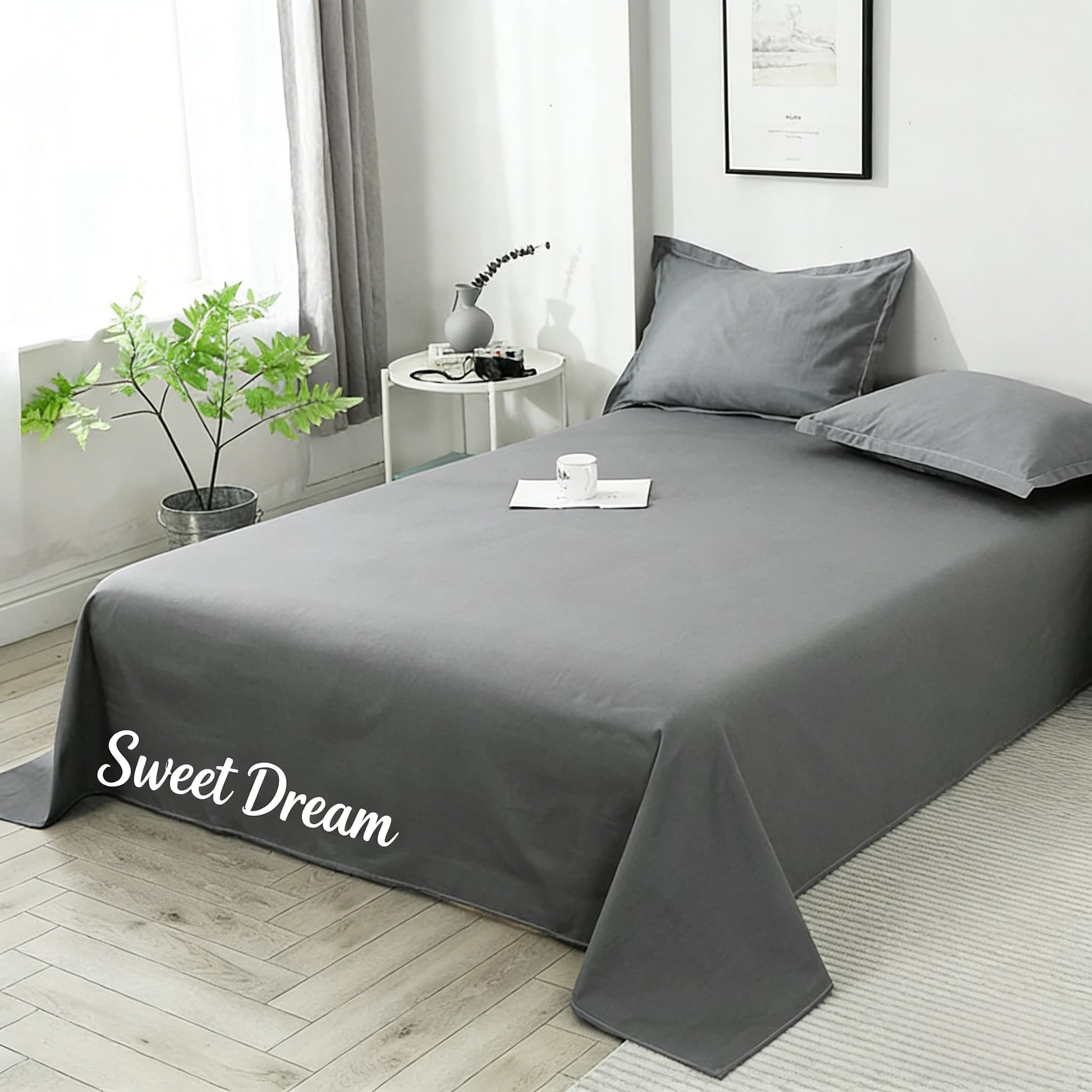 Lenzuolo singolo in cotone lavato, tinta unita, spazzolato, morbido, delicato sulla pelle, traspirante, per dormitorio, casa, camera da letto.