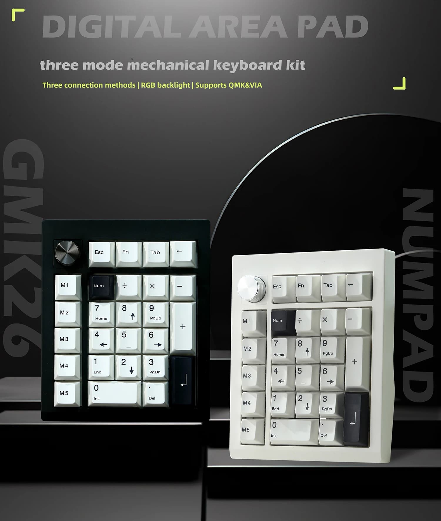 GMK26 Tastiera meccanica wireless 26 tasti Tri-Mode Bluetooth 2.4g Tastiera con numero di cera calda cablata per Win/Mac