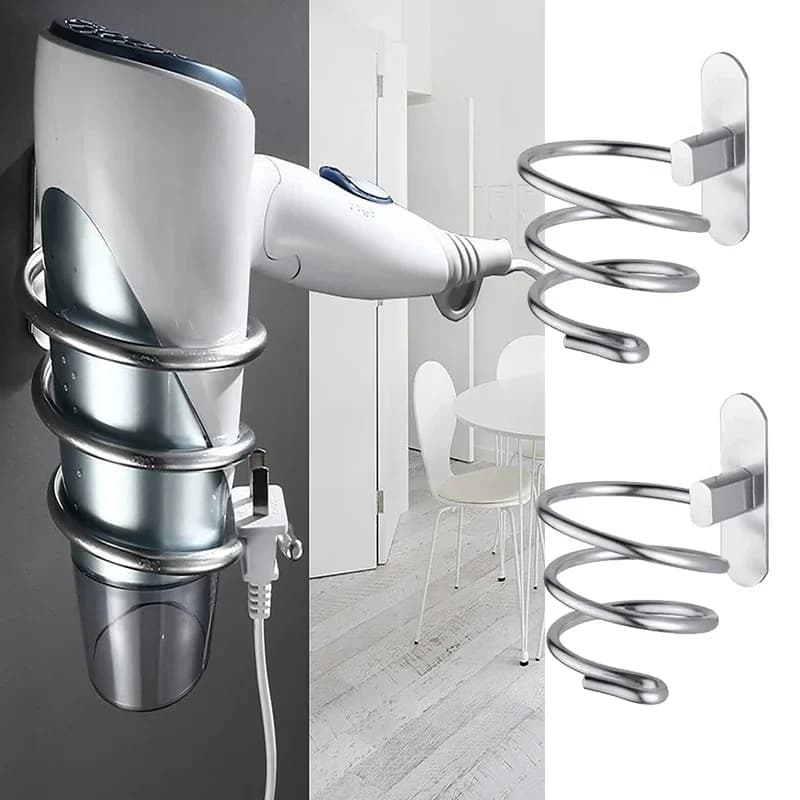 Porta asciugacapelli Organizzatore a parete Supporto per supporto a spirale Scaffale da bagno in alluminio Scaffale da bagno Accessorio da bagno Scaffali da parete