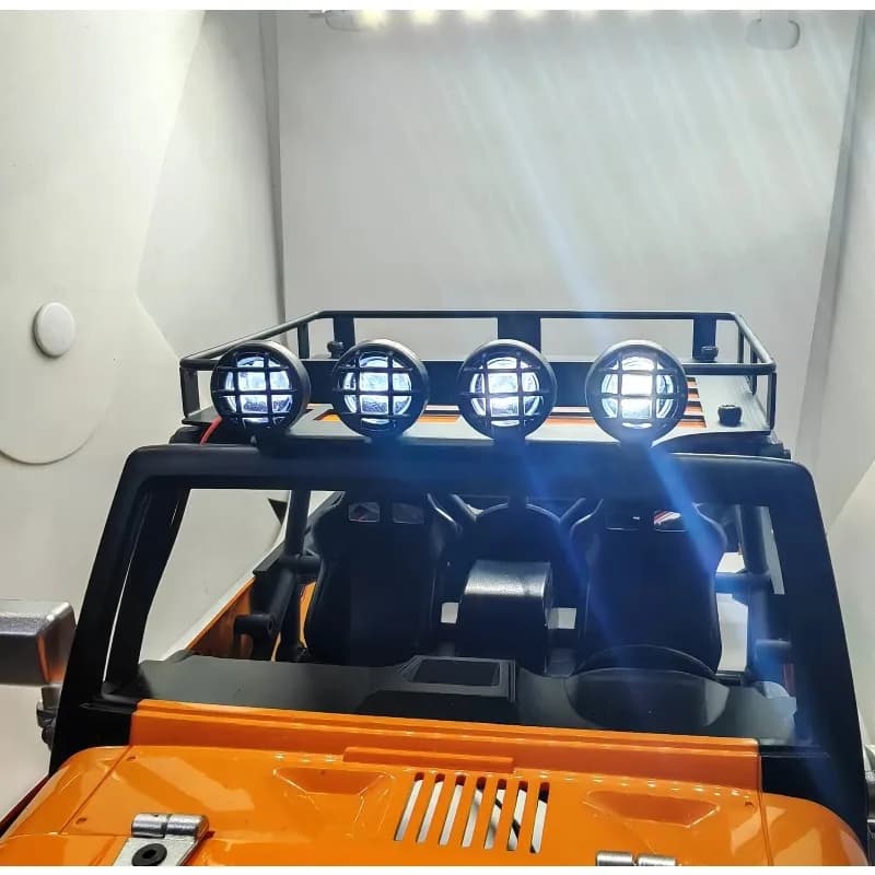 For MJX H12Y 1/12 Scale ModelRC Crawler Off-Road Vehicle Metal Roof Rack with Lights Upgrade Accessory No-Damage Installation