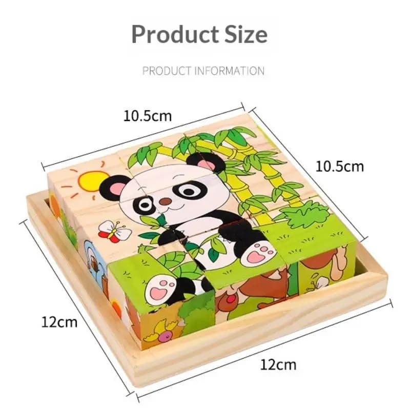 9Pcs/Set Baby Toys Wooden Blocks Six Side Cube Jigsaw Puzzles Game Animal Fruit Traffic Cognition Puzzle Funny Educational Toys