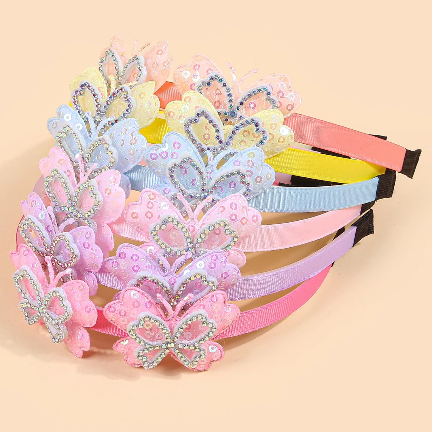 3/6 pezzi strass paillettes farfalla fascia per ragazze dolcezza carino denti di plastica copricapi per ragazze donne accessori per capelli