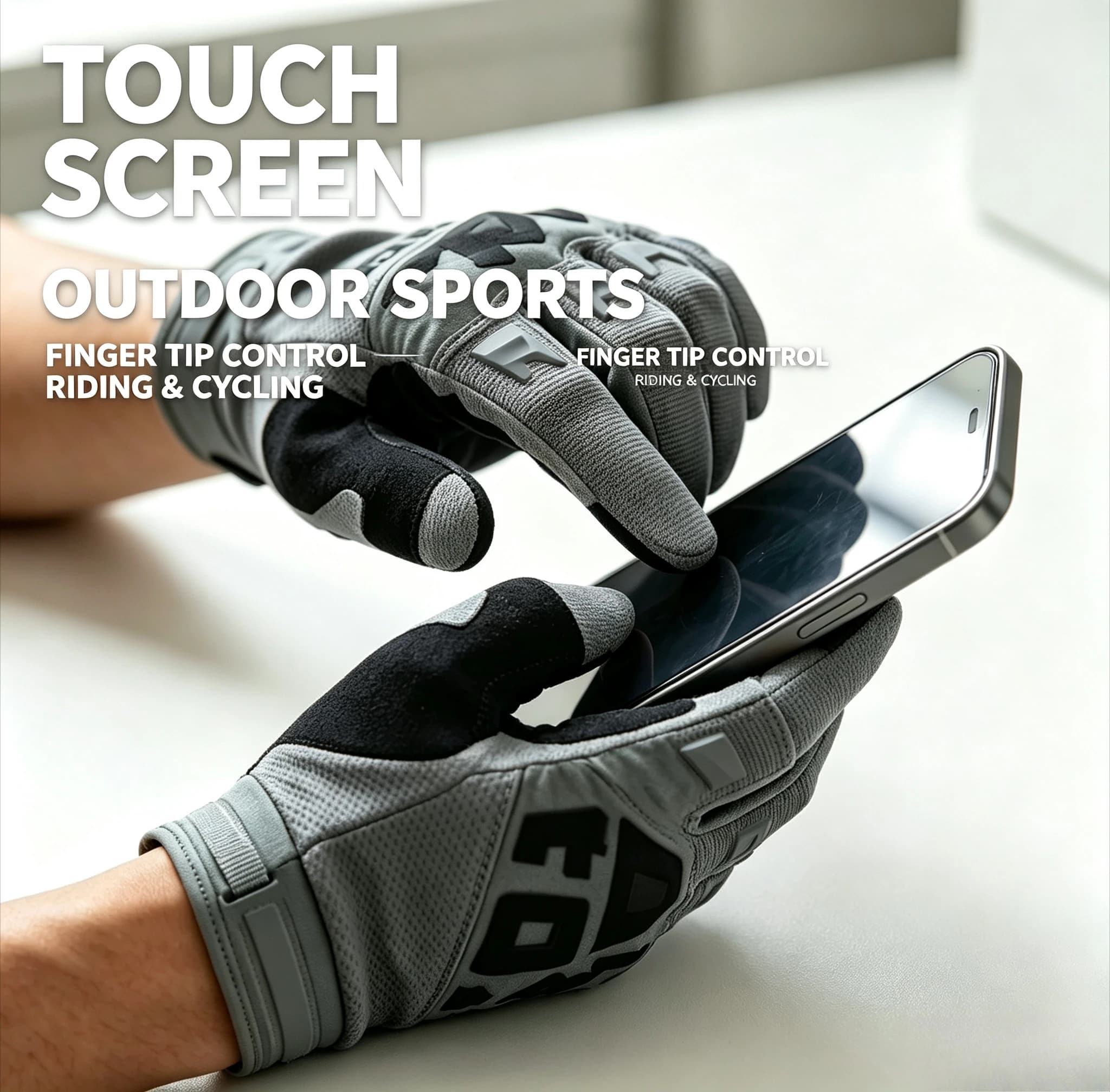 Full Finger Touch Screen Motocross Gloves, Wear-Resistant Motorcycle Riding Gloves for Off-Road, Dirt Bike & Outdoor Sports