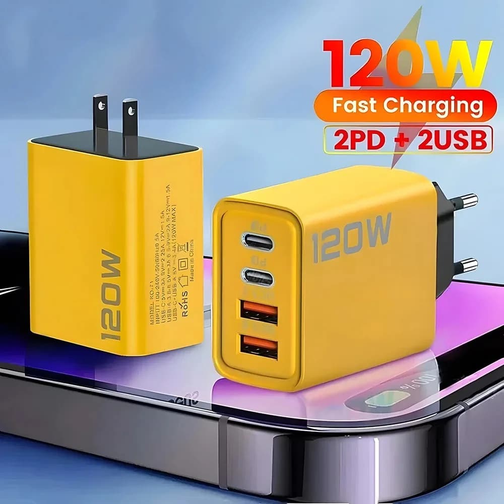Caricatore USB C PD da 120 W Ricarica rapida 3.0 Tipo C Caricabatterie per telefono USB Adattatore di ricarica rapida per iPhone 16 15 14 Samsung Xiaomi Huawei