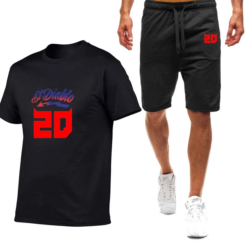 2026 Fabio Quartararo Motorcycle Rider Summer New Men's Eight Color Short-sleeved Simple Casual T-shirt + Shorts Suit