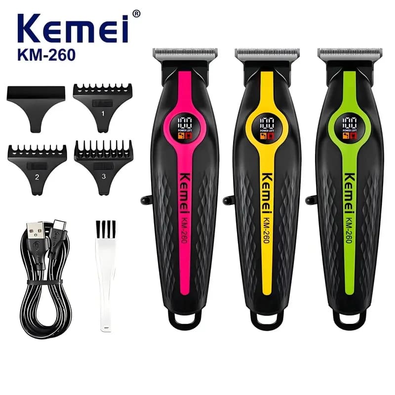 Kemei Cordless Electric Hair Trimmer Professional Barber Hair Clipper Powerful Rechargeable Finish Hair Cutting Machine for Men