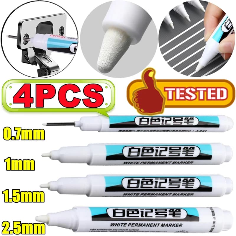 1PC/4PCS Pennarello Bianco Punta Fine Grassa Corriere Impermeabile Non-Sbiadimento Pubblicità Biglietto di Auguri Pneumatico Evidenziatore In Vetro Penne regalo