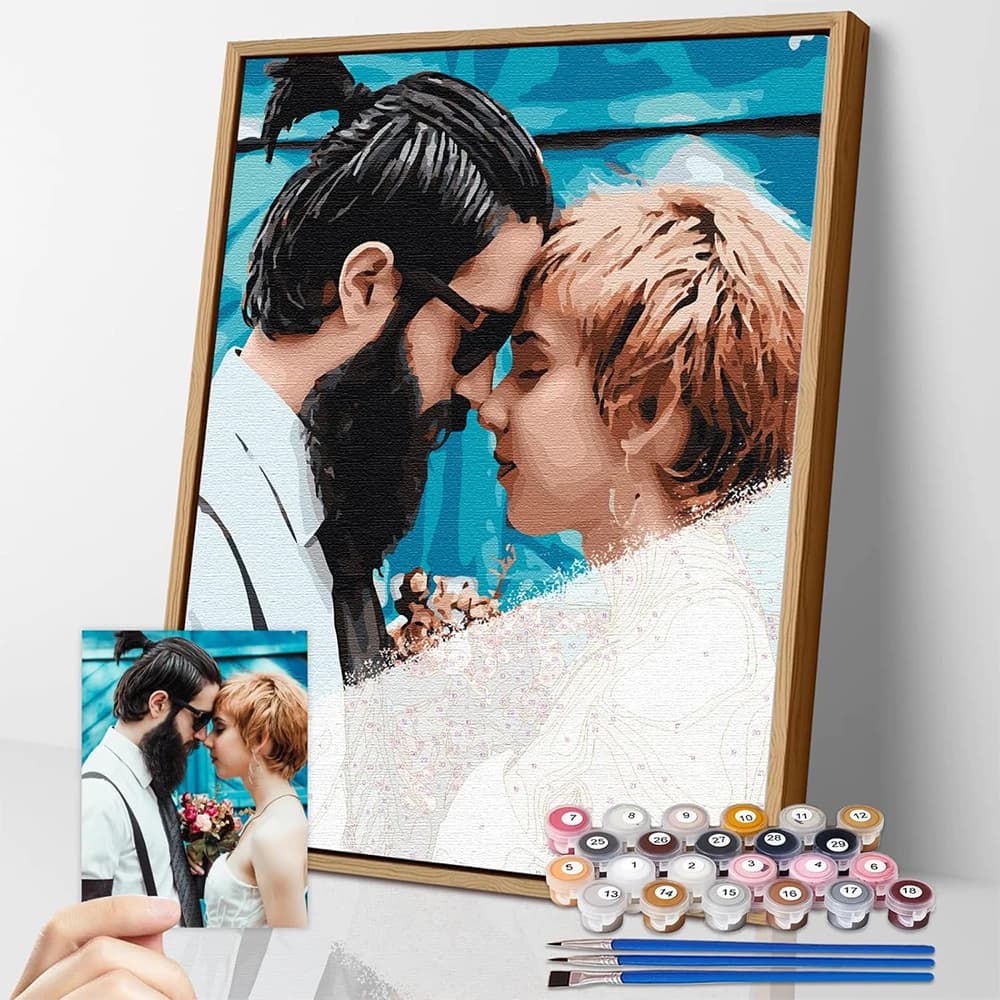 MomoArt Kit Pittura Personalizzata Fai-da-Te con Numeri, Quadri su Tela con Immagini Personalizzate, Senza Cornice, Decorazione Murale per Casa e Camera da Letto