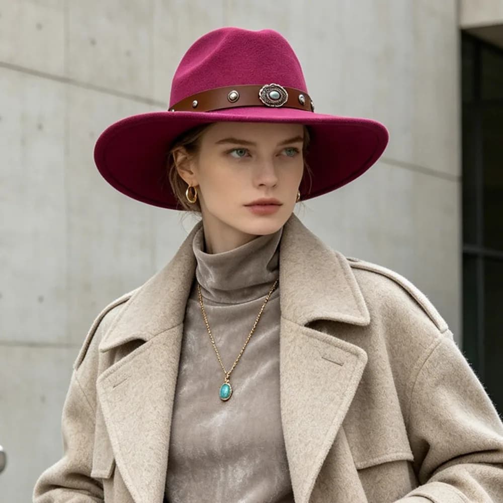 Casual Solid Color Western Cowboy Hat Ethnic Style Wide Brim Jazz Hat Punk Sunscreen Top Hat for Men And Women