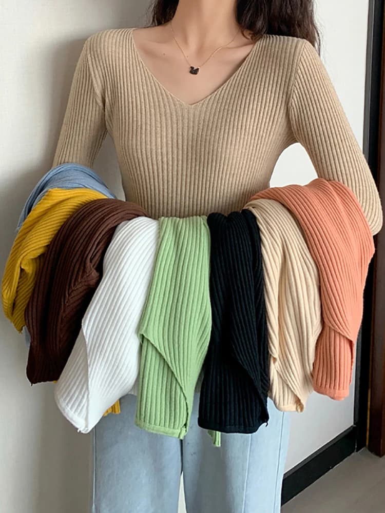 2026 Basic O-neck Solid Autumn Winter Women Pullover Female Knitted Ribbed Sweater Slim Long Sleeve Badycon High Quality Sweater