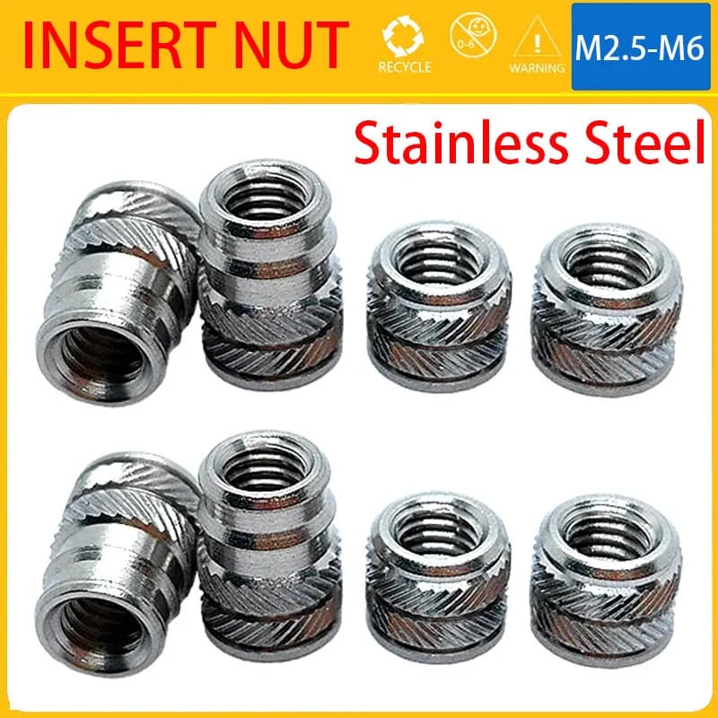 M2.5 M3 M4 M5 M6 Dadi per inserti Set di calore in acciaio inossidabile Hot Melt Filettatura Inserimento Stampaggio ad iniezione Dado di imballaggio per stampante 3d