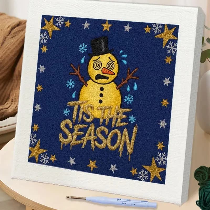 RUOPOTY Punch Needle Kits Panic Snow Man Home Decor Gift Diy Kits Christmas Punch Needle Kit For Beginners Original Gifts Embro