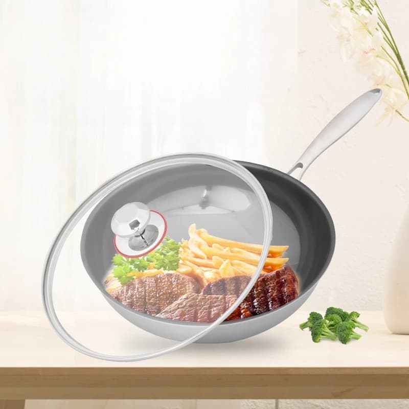 Pure titanium pan, non-stick pan for domestic use, uncoated universal induction cooker, multifunctional pan