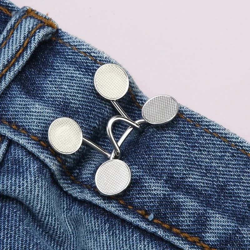 Set di 2 Fibbie Regolabili in Metallo per Jeans, Chiusura a Scatto Senza Chiodi, Bottone Staccabile, Dispositivo per Ristrettere la Vita