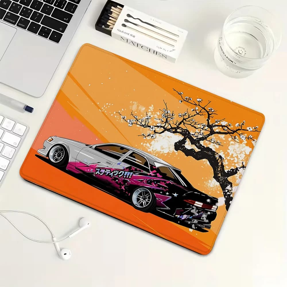 Tappetino per mouse piccolo con paesaggio di auto sportive sfumate, tappetino per mouse da gioco in gomma, tappetino per tastiera meccanica, accessori per PC da gioco, tappetino da scrivania per PC
