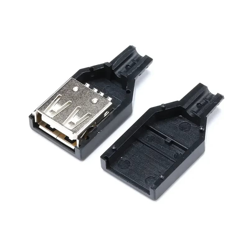 100-10 pezzi, connettore presa USB maschio tipo A a 4 pin con coperchio in plastica nera
