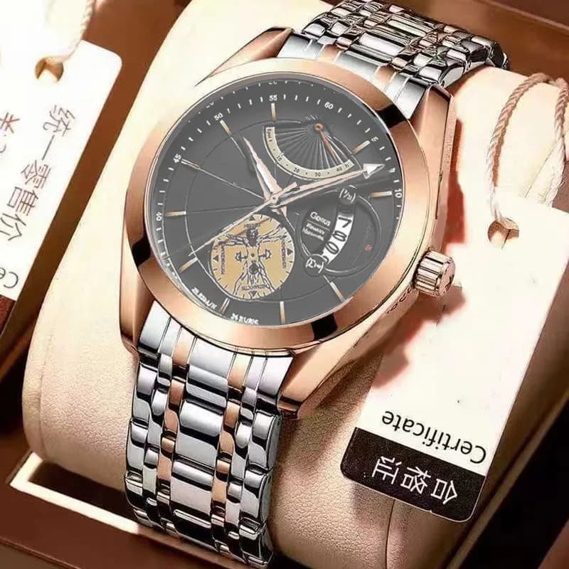 Men's Watch UTHAI Fashionable Luxury Light Sports Mark Stainless Steel Fully Automatic Quartz Watches Men's Fashion