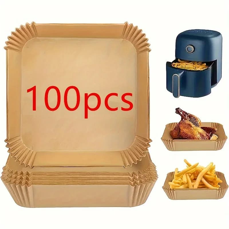 100 fogli di carta da forno antiaderente, adatti per friggitrici ad aria, forni, microonde, per cuocere biscotti e dolci