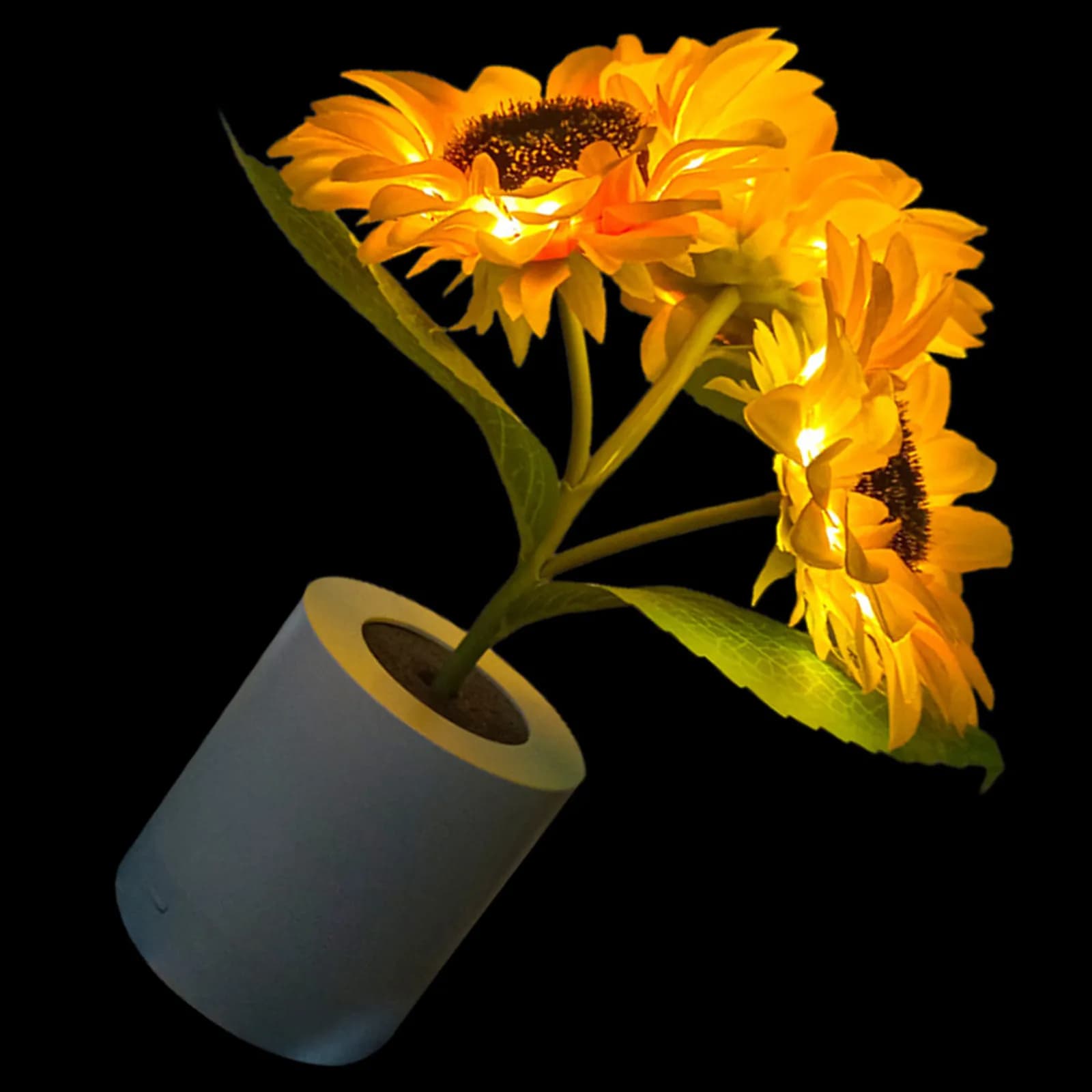 Lampada da Tavolo LED a Forma di Girasole, Luce Notturna per Camera da Letto, Decorazione Squisita con Motivo Simulato, Design Compatto, Facile da Riporre, Idea Regalo