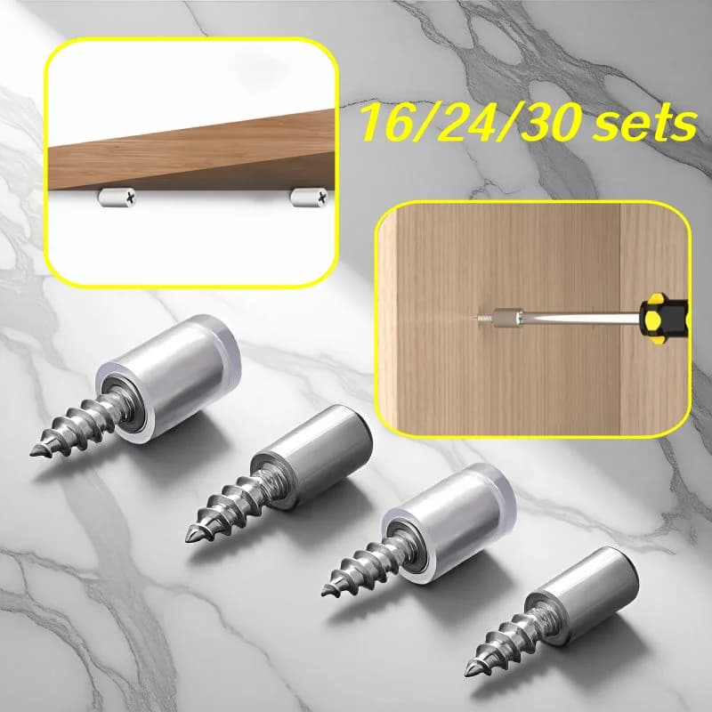 16/24/30 set di staffe per pannelli autofilettanti, accessori hardware per partizioni, chiodi per scaffali, adatti per librerie e armadi
