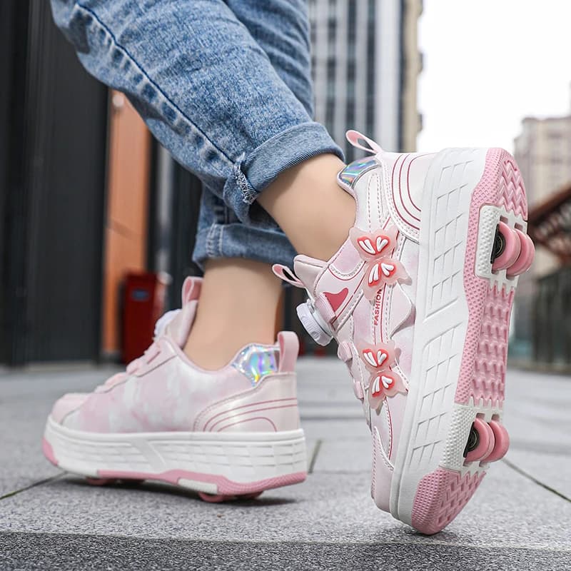 New trendy sneakers for girls, four wheel roller skates cool and detachable for boys, ice skates with high aesthetics.
