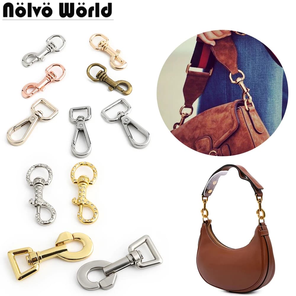 10/40/60 Pezzi Moschettone Girevole in Metallo Diamantato per Cinghie Borsa, Collari per Cani, Ganci Fermacavo, Portachiavi e Accessori