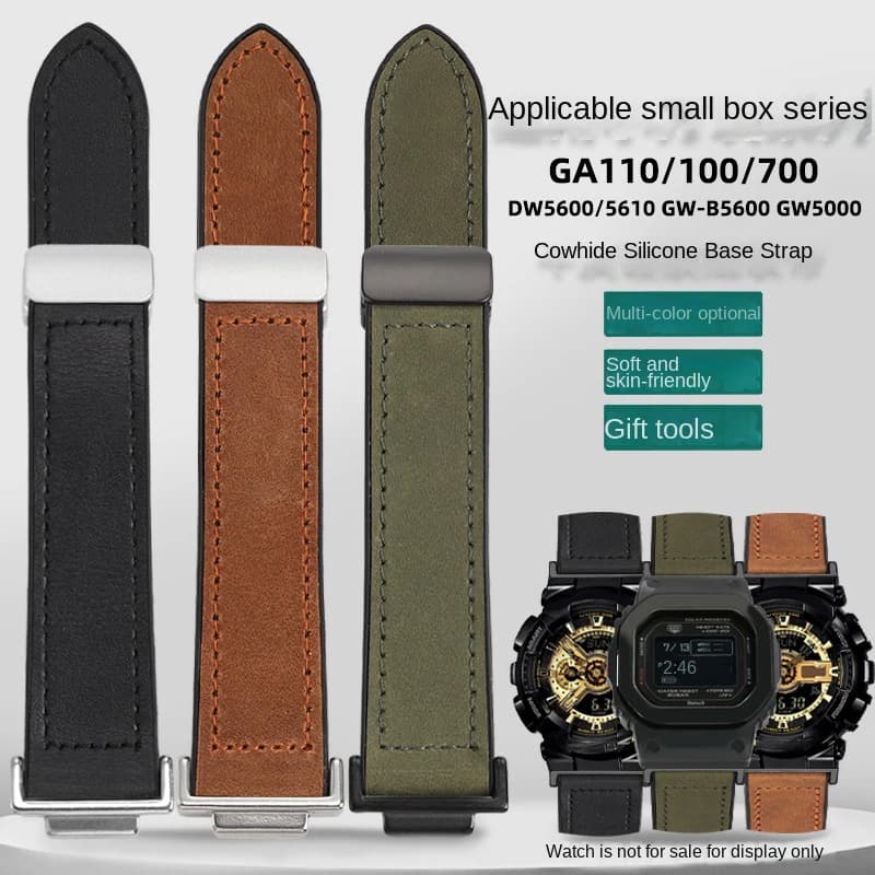 For Casio adapter refit small square bracelet DW5600 5610G-5600E/U GW-B5600 5000 Gw-m5610 silicone strap cowhide strap 16mm