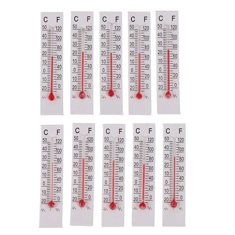Miniature paper paper thermometer 10 pieces for interiors-20-50 Celsius
