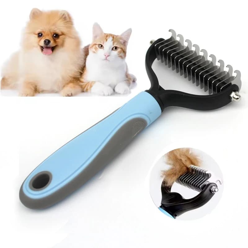 Spazzola per la toelettatura di cani e gatti, pettine scioglinodi per la rimozione del pelo e del sottopelo, strumento per la cura del pelo di cuccioli.
