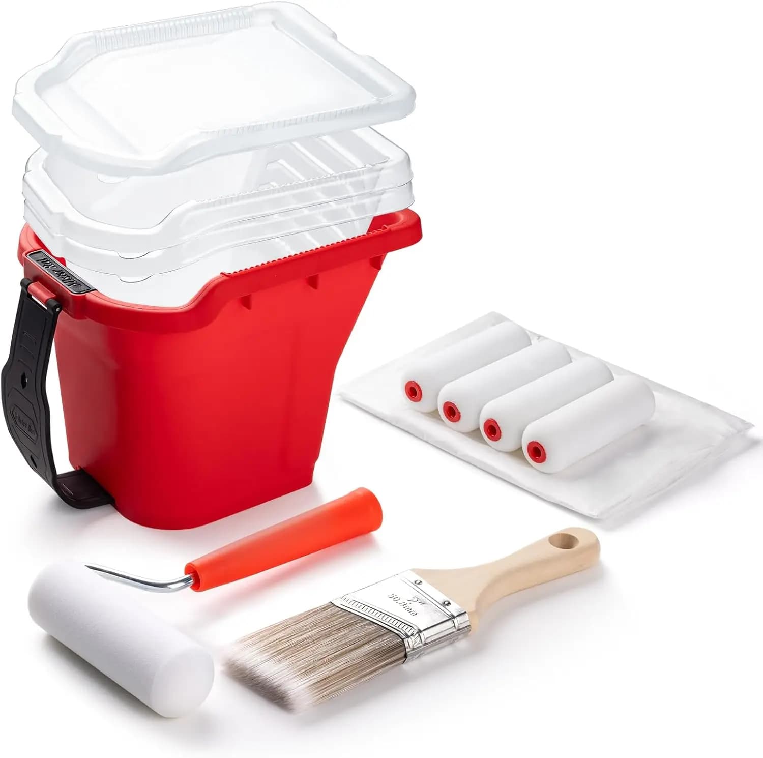 12 Piece Painting Bucket Kit with Magnetic Support, Anti-Gosh Edge, Quick Liners, Foam Rollers and Finishing Brush