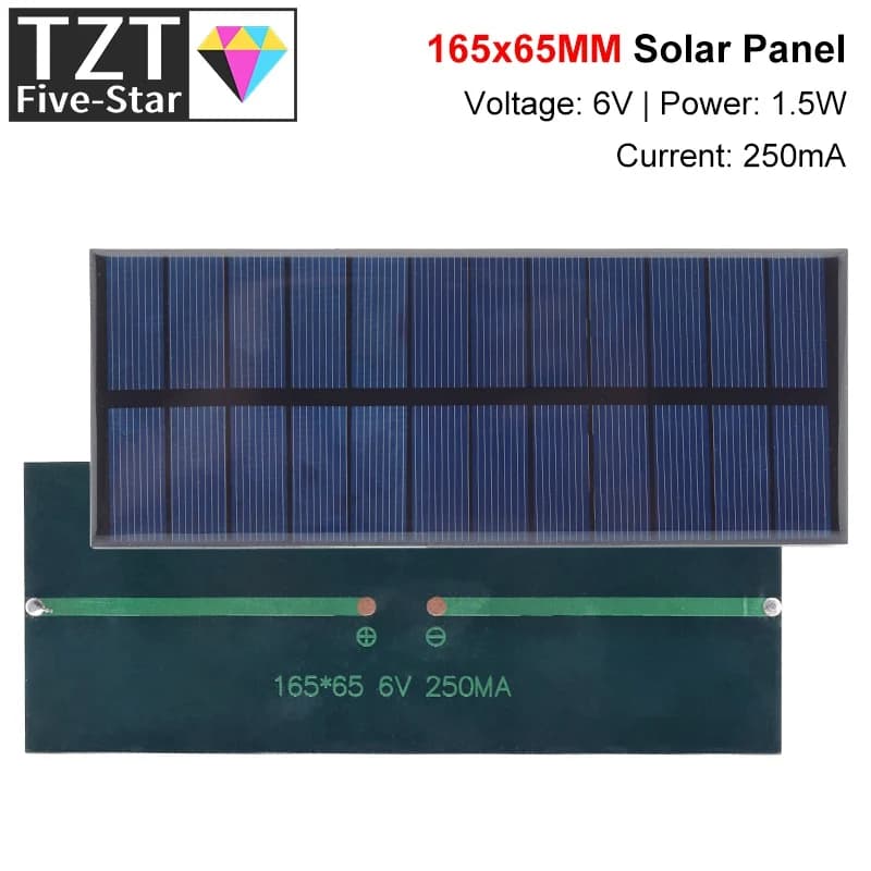 1/3PCS 6V 250mA 1.5W Pannello Solare TZT Policristallino 165*65MM Mini Sunpower Sistema Solare FAI DA TE per Batteria Caricatore Del Telefono Cellulare