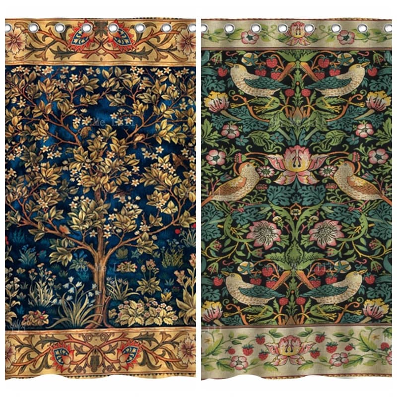 William Morris albero della vita foglie e rami ladro di fragole uccelli tradizionali fiori Compton tende da doccia di Ho Me Lili