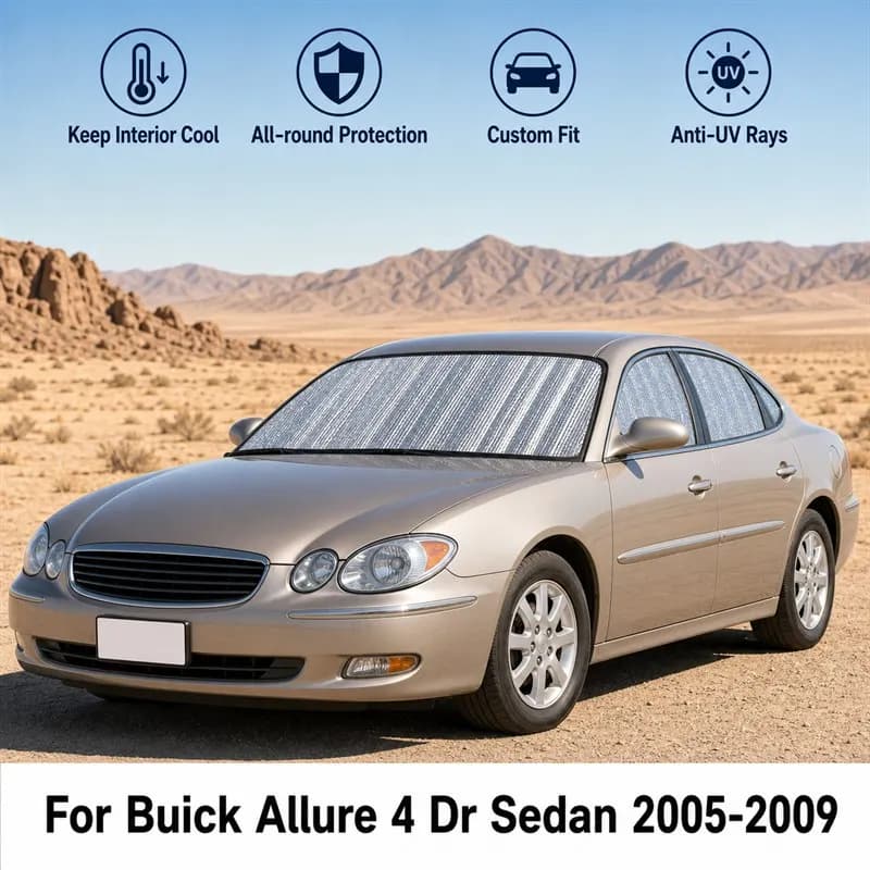 For Buick Allure 4 Dr Sedan 2005-2009 Full Set Car Window Sunshades UV Block Privacy Heat Insulated Foldable Car Curtain