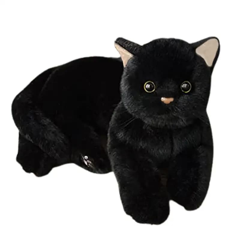 Peluche Gatto Nero, Giocattolo Morbido, Cuscino a Forma di Gattino Nero, Regalo di Compleanno per Bambini e Bambine, Simpatico Giocattolo di Peluche