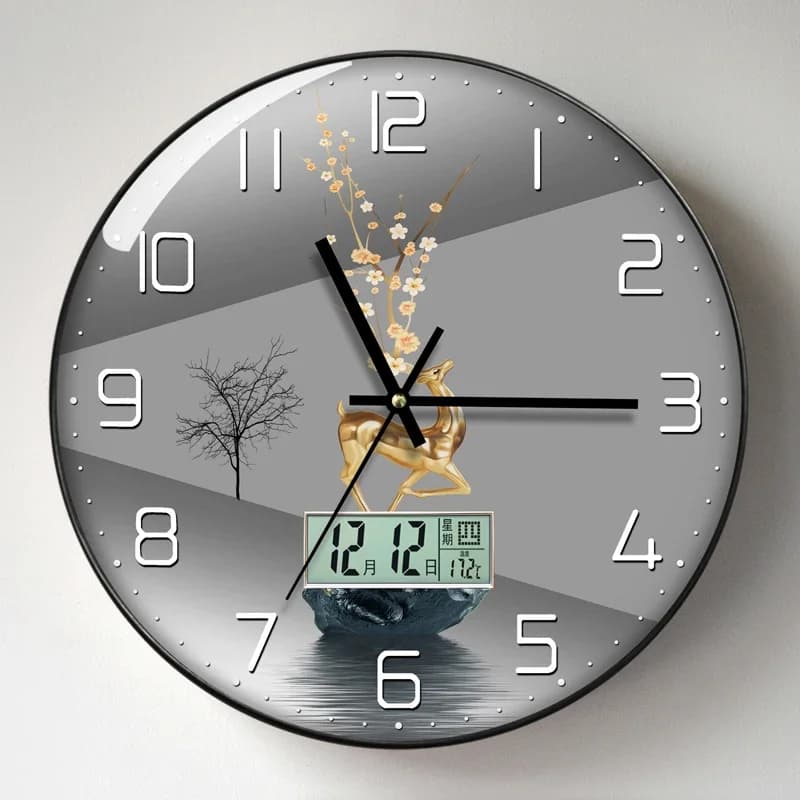 Wall Clock for Living Room with Calendar, Modern and Simple, New Style 2025, Quiet, Lightweight Luxury