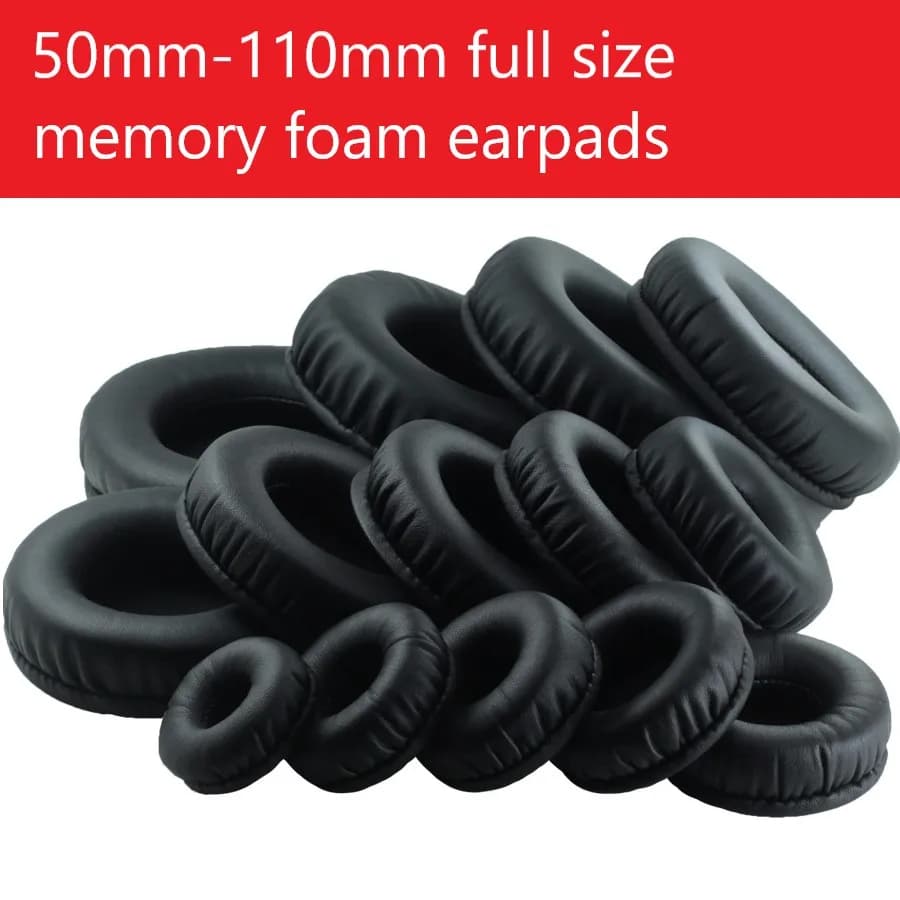 Cuscinetti auricolari di ricambio da 50mm 110mm cuscino generale per cuffie 60mm 70mm 80mm 90mm 100mm cuscinetti auricolari rotondi in memory foam in pelle proteica