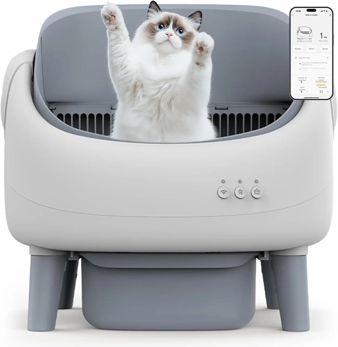 Smart Open-Top Self-Cleaning Automatic Deodorizing Cat Litter Box with APP Control for Multiple Cats Safety Protection China