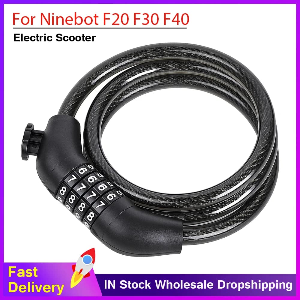 Electric Scooter Anti-theft Chain Lock 4 Digit Password Cable Locks for Ninebot F20 F30 F40 for Zero 8X 10X 11X for Dualtron 1 2
