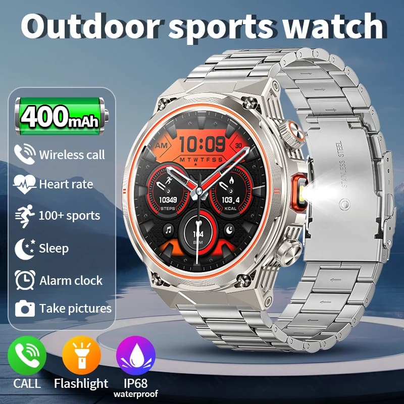 LIGE NEW 2026 Military Men's Smartwatch Women Sports Heart Rate Monitoring Bluetooth Call Waterproof Flashlight Smart Watch